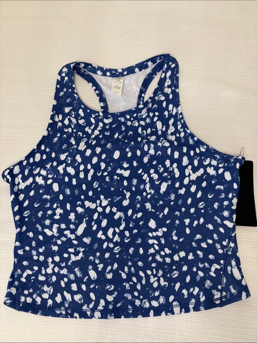 90 Degree By Reflex Blue and White Abstract Racerback Tank